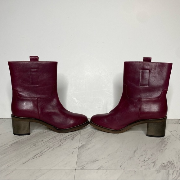 Free People Tabby Mulberry Leather Heeled Ankle Boot 38 1/2 - Picture 5 of 15